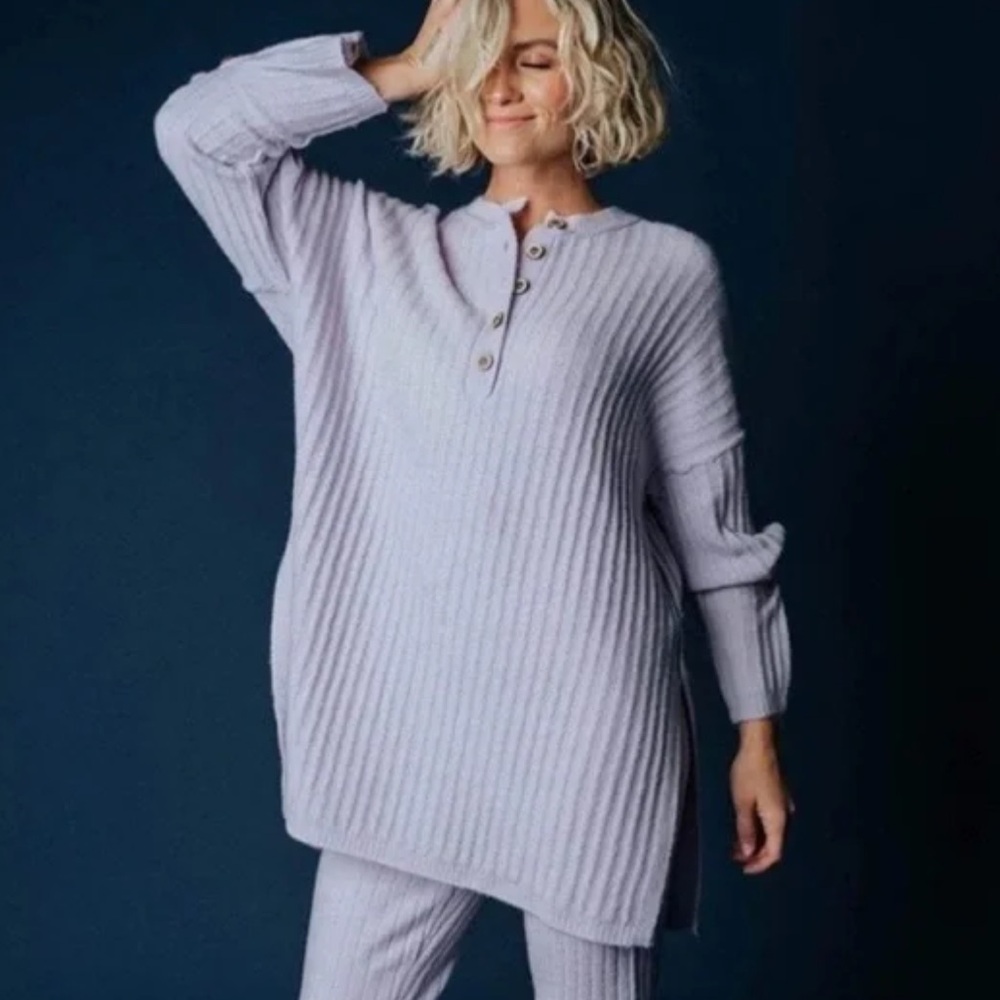 Free People Soft Ribbed Knit Sweater in Light Purple